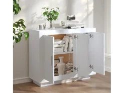 Aparador de madera contrachapada blanco 92x35x75 cm