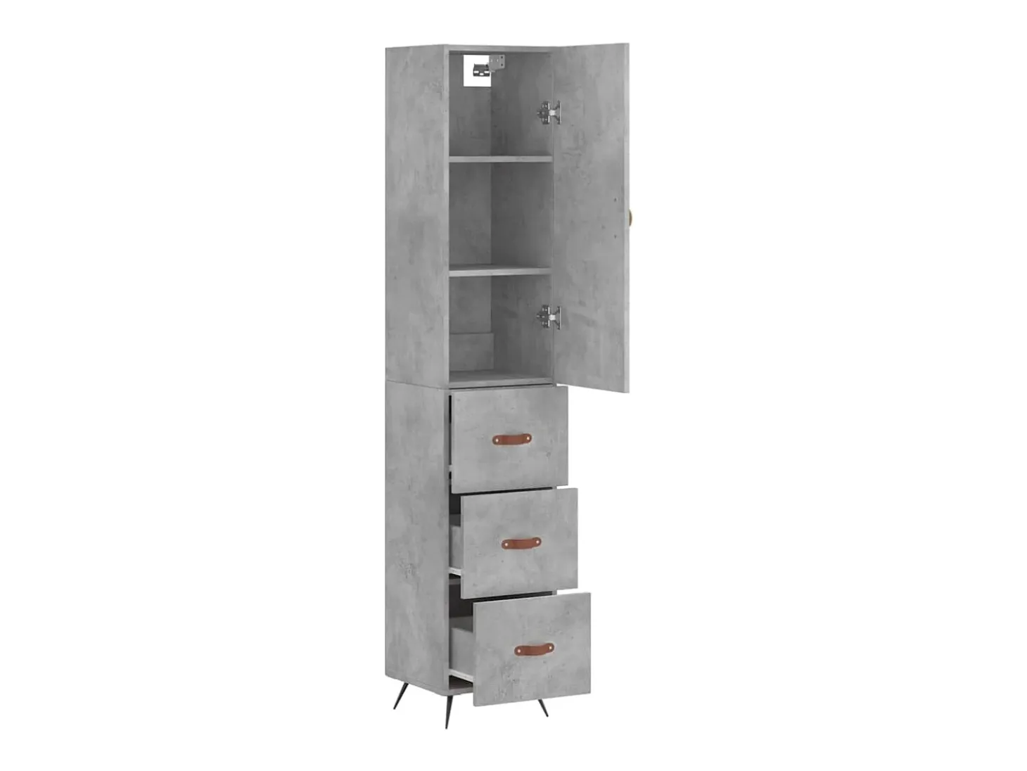 Aparador de madera contrachapada gris hormigón 34,5x34x180 cm ES16996