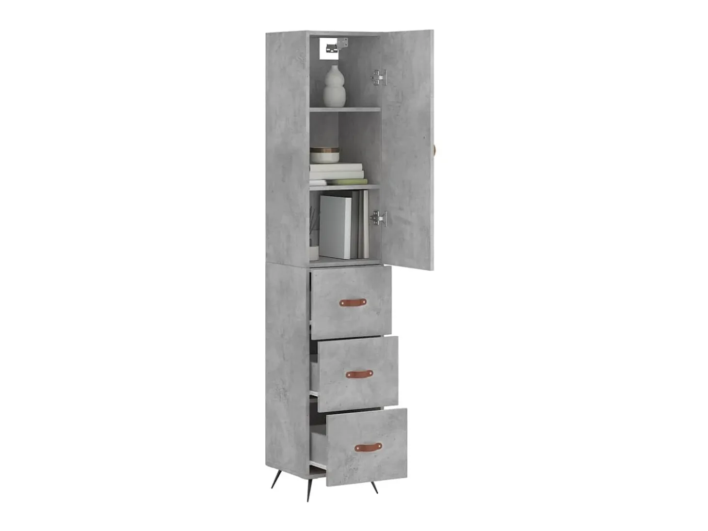 Aparador de madera contrachapada gris hormigón 34,5x34x180 cm ES16996