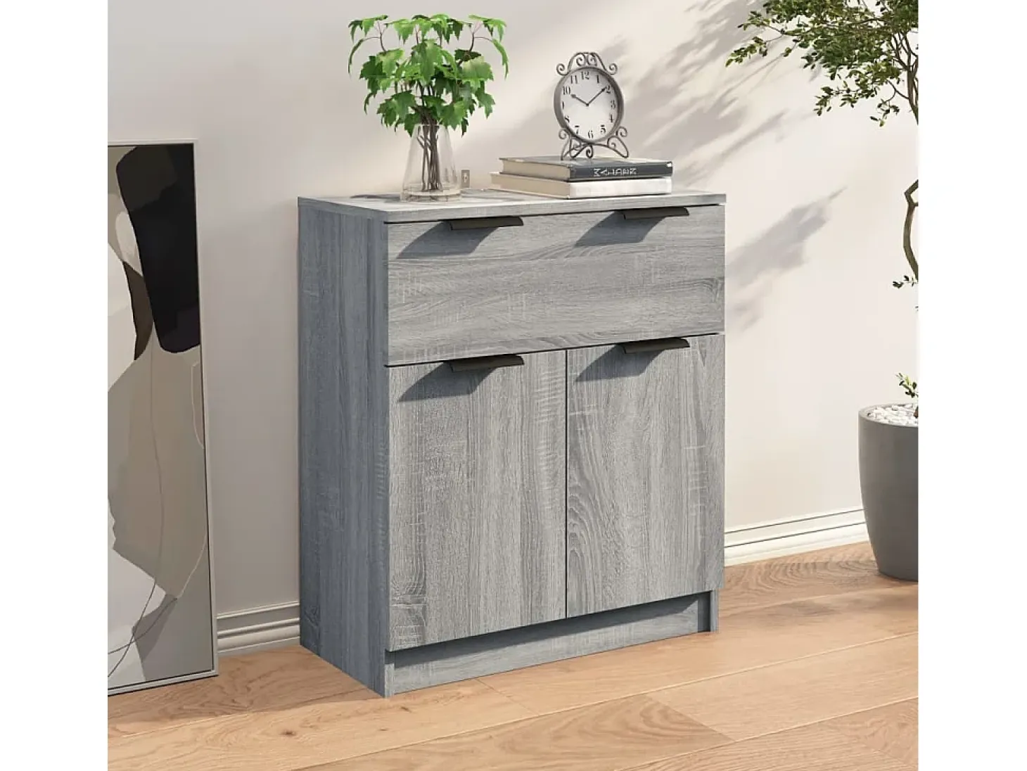 Aparador de madera contrachapada gris Sonoma 60x30x70 cm