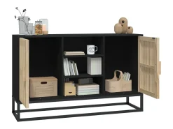 Aparador de madera contrachapada negro 105x30x65 cm