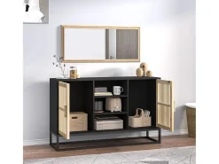 Aparador de madera contrachapada negro 105x30x65 cm