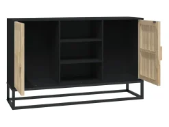 Aparador de madera contrachapada negro 105x30x65 cm