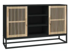 Aparador de madera contrachapada negro 105x30x65 cm