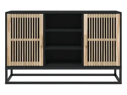Aparador de madera contrachapada negro 105x30x65 cm