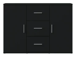 Aparador de madera contrachapada negro 91x29,5x65 cm