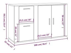 Aparador de madera contrachapada blanco 100x33x59,5 cm