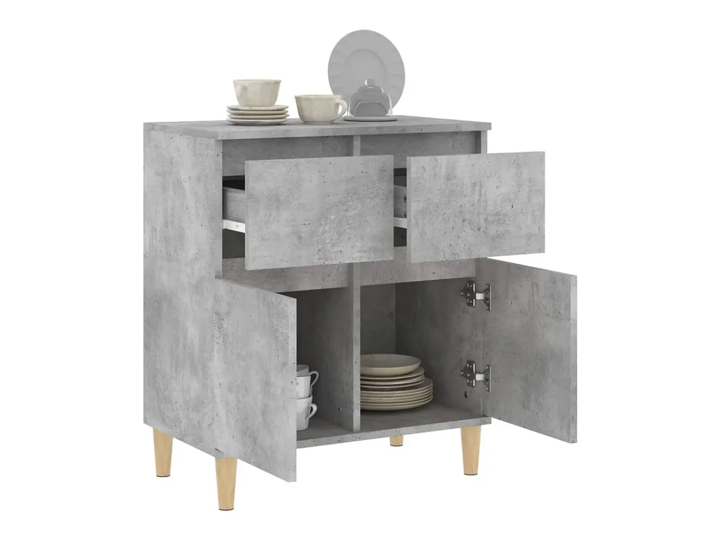Aparador de madera contrachapada gris hormigón 60x35x70 cm ES71544