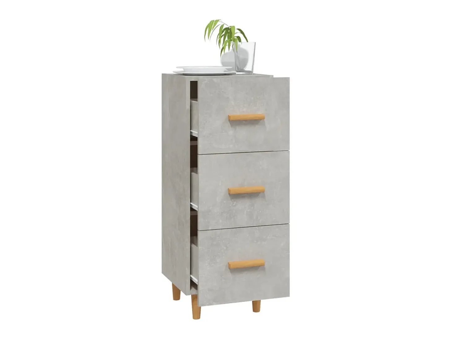 Aparador de madera contrachapada gris hormigón 34,5x34x90 cm ES79800