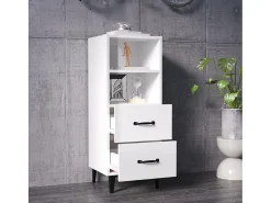 Aparador de madera contrachapada blanco brillante 34,5x34x90 cm ES94115
