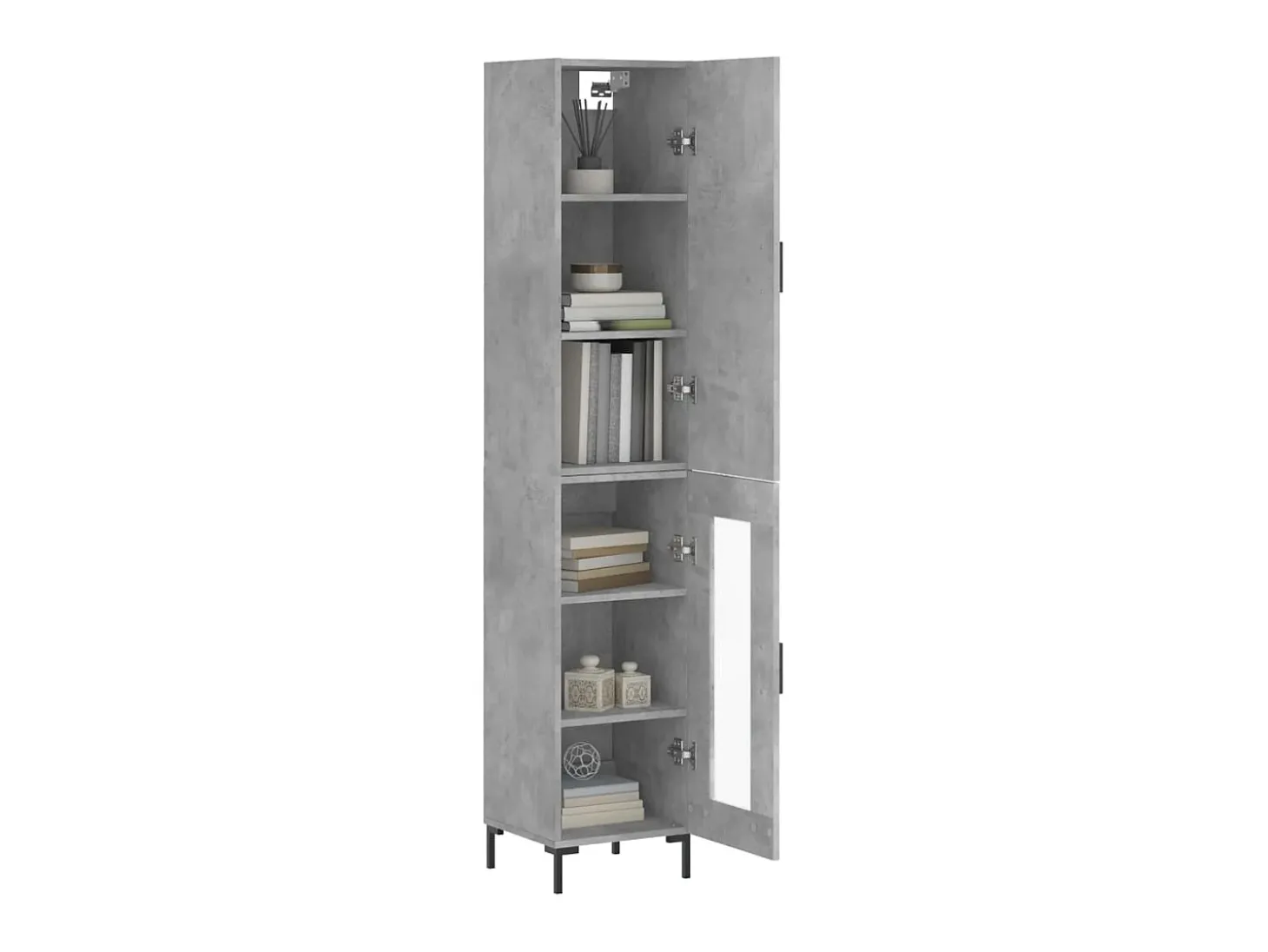 Aparador de madera contrachapada gris hormigón 34,5x34x180 cm ES22951