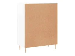 Aparador de madera contrachapada blanco brillante 69,5x34x90 cm