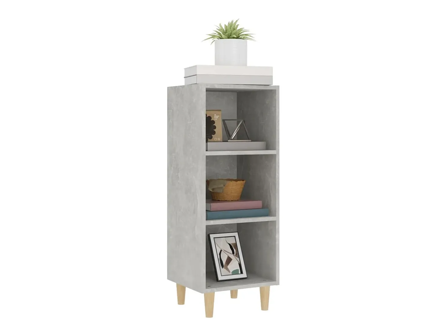 Aparador de madera contrachapada gris hormigón 34,5x32,5x90 cm