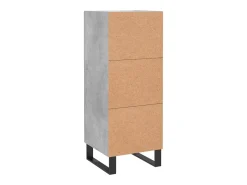 Aparador de madera contrachapada gris hormigón 34,5x34x90 cm