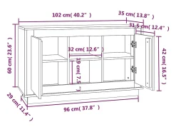Aparador de madera contrachapada gris Sonoma 102x35x60 cm