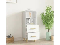 Aparador de madera contrachapada blanco 34,5x34x90 cm