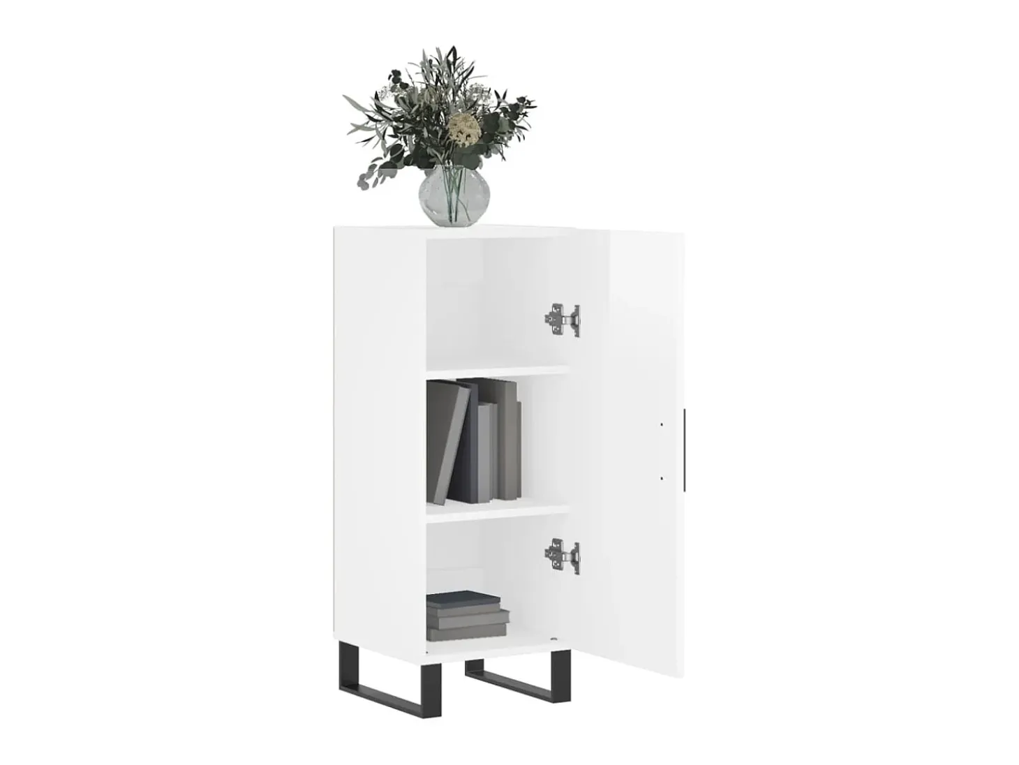 Aparador de madera contrachapada blanco brillante 34,5x34x90 cm ES90838