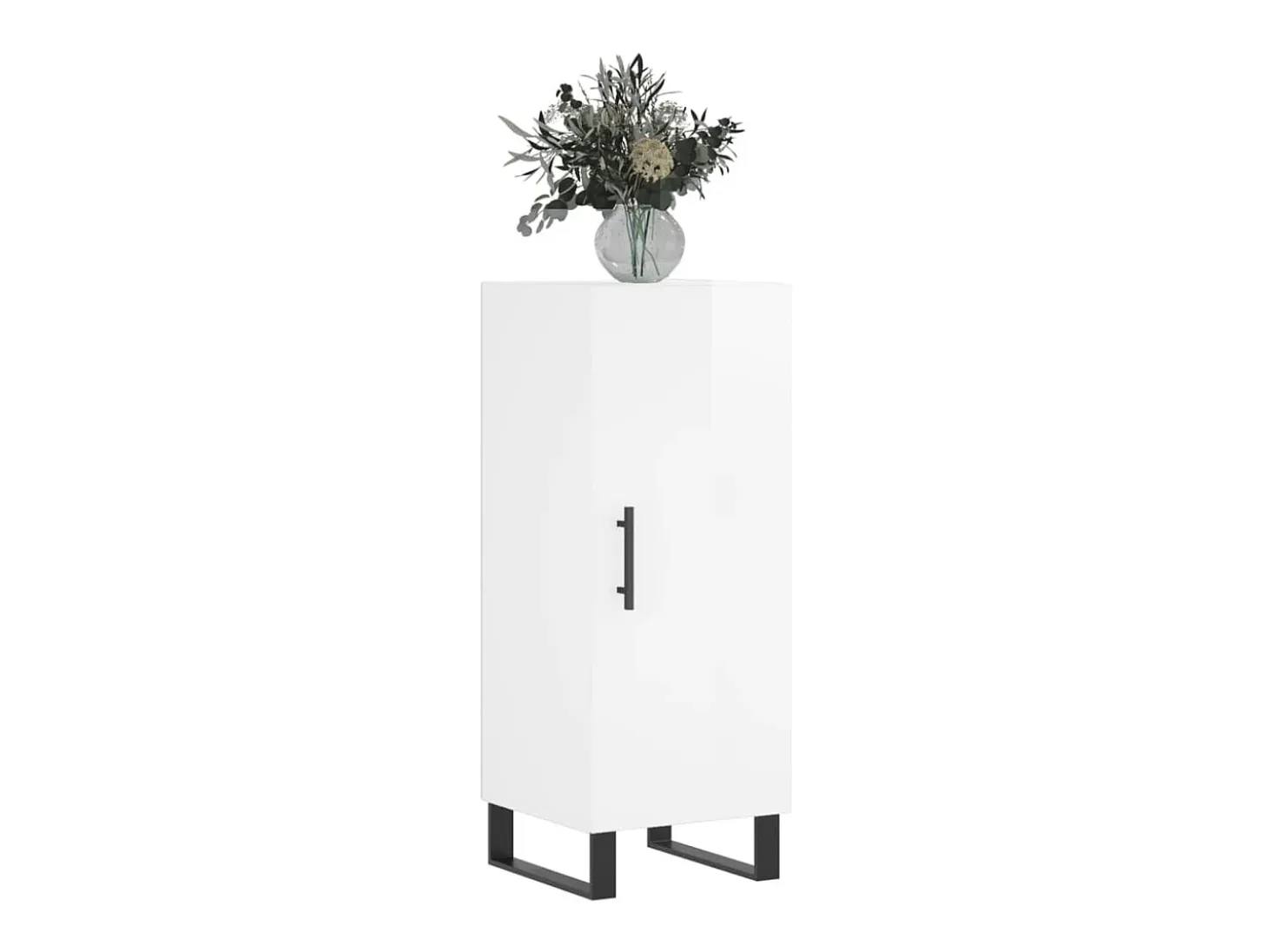 Aparador de madera contrachapada blanco brillante 34,5x34x90 cm ES90838