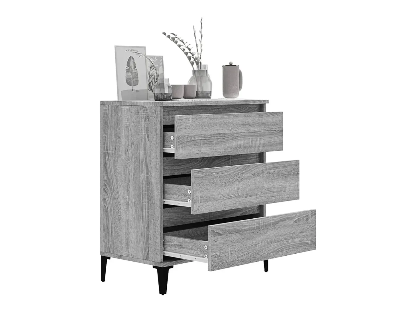 Aparador de madera contrachapada gris Sonoma 60x35x70 cm