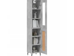 Aparador de madera contrachapada gris hormigón 34,5x34x180 cm ES91874