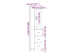 Aparador de madera contrachapada roble ahumado 34,5x34x180 cm