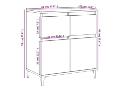 Aparador de madera contrachapada gris Sonoma 60x35x70 cm