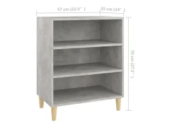 Aparador de madera contrachapada gris hormigón 57x35x70 cm