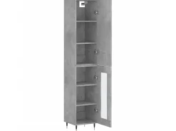 Aparador de madera contrachapada gris hormigón 34,5x34x180 cm ES74724