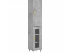 Aparador de madera contrachapada gris hormigón 34,5x34x180 cm ES74724