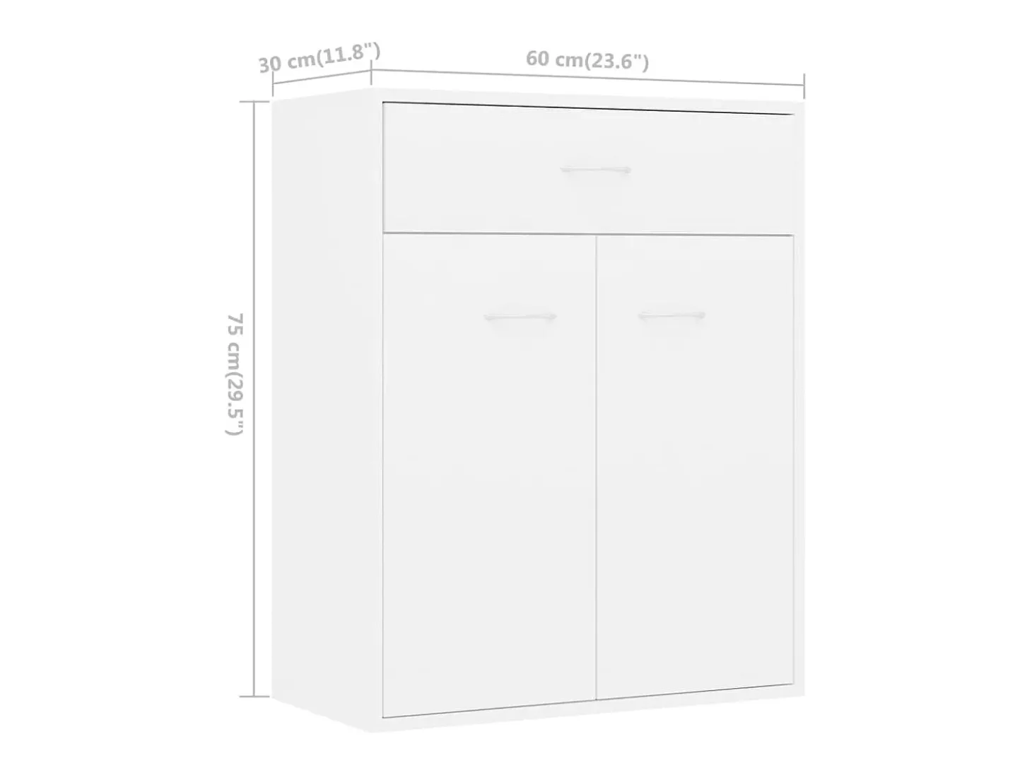 Aparador de madera contrachapada blanco 60x30x75 cm