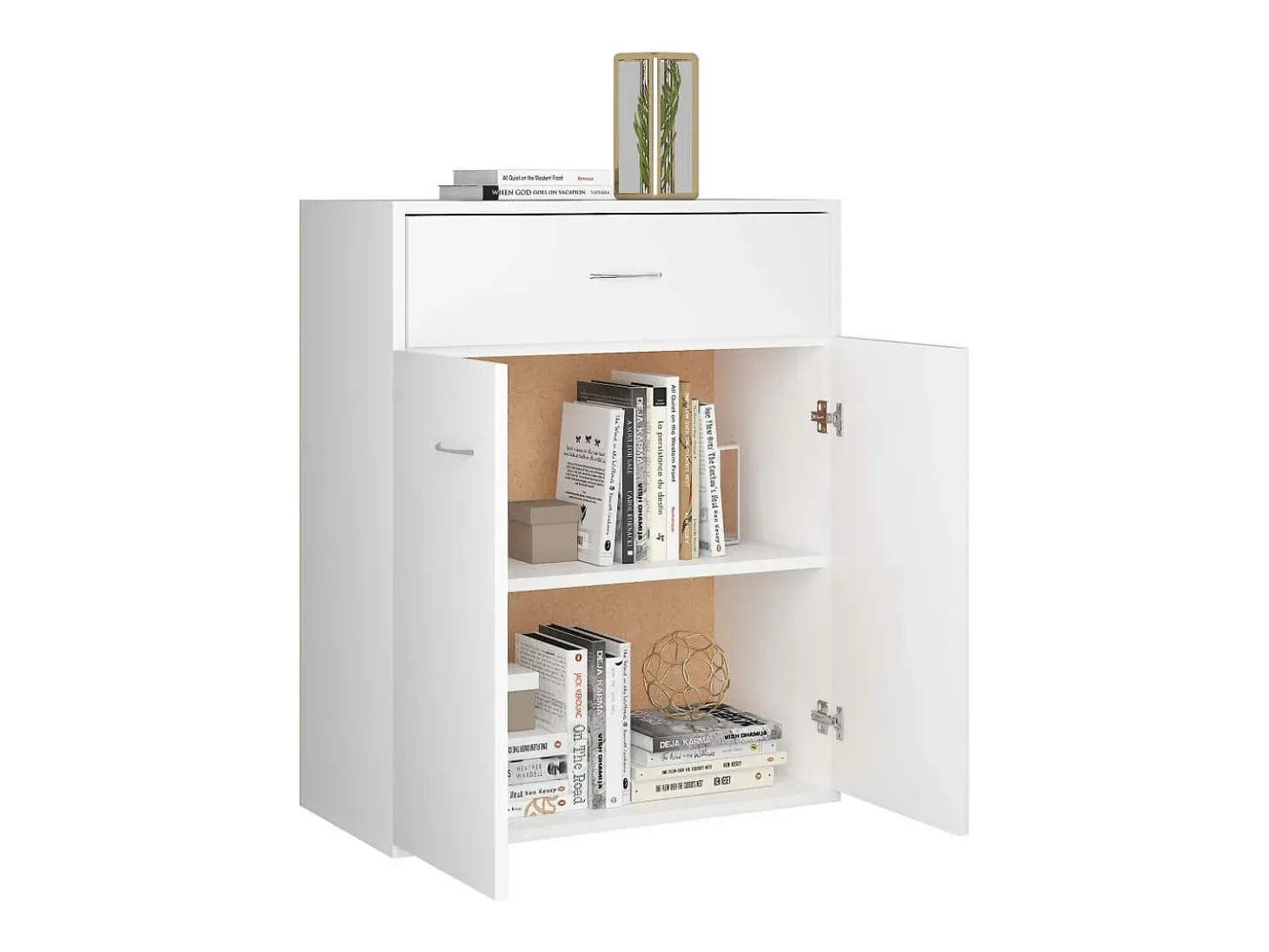Aparador de madera contrachapada blanco 60x30x75 cm