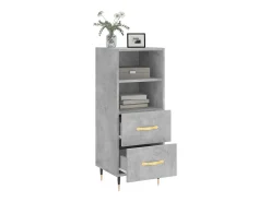 Aparador de madera contrachapada gris hormigón 34,5x34x90 cm