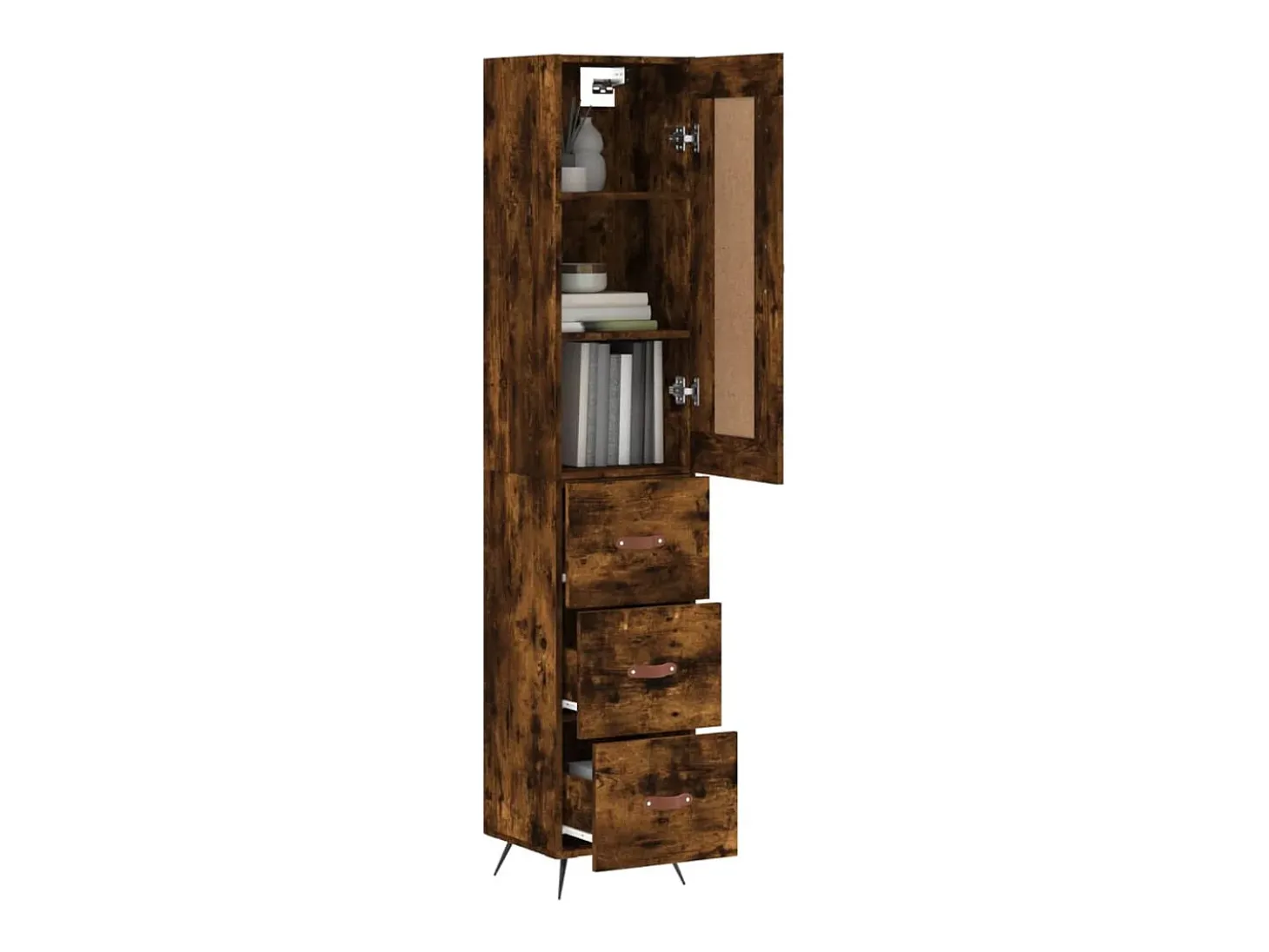 Aparador de madera contrachapada roble ahumado 34,5x34x180 cm