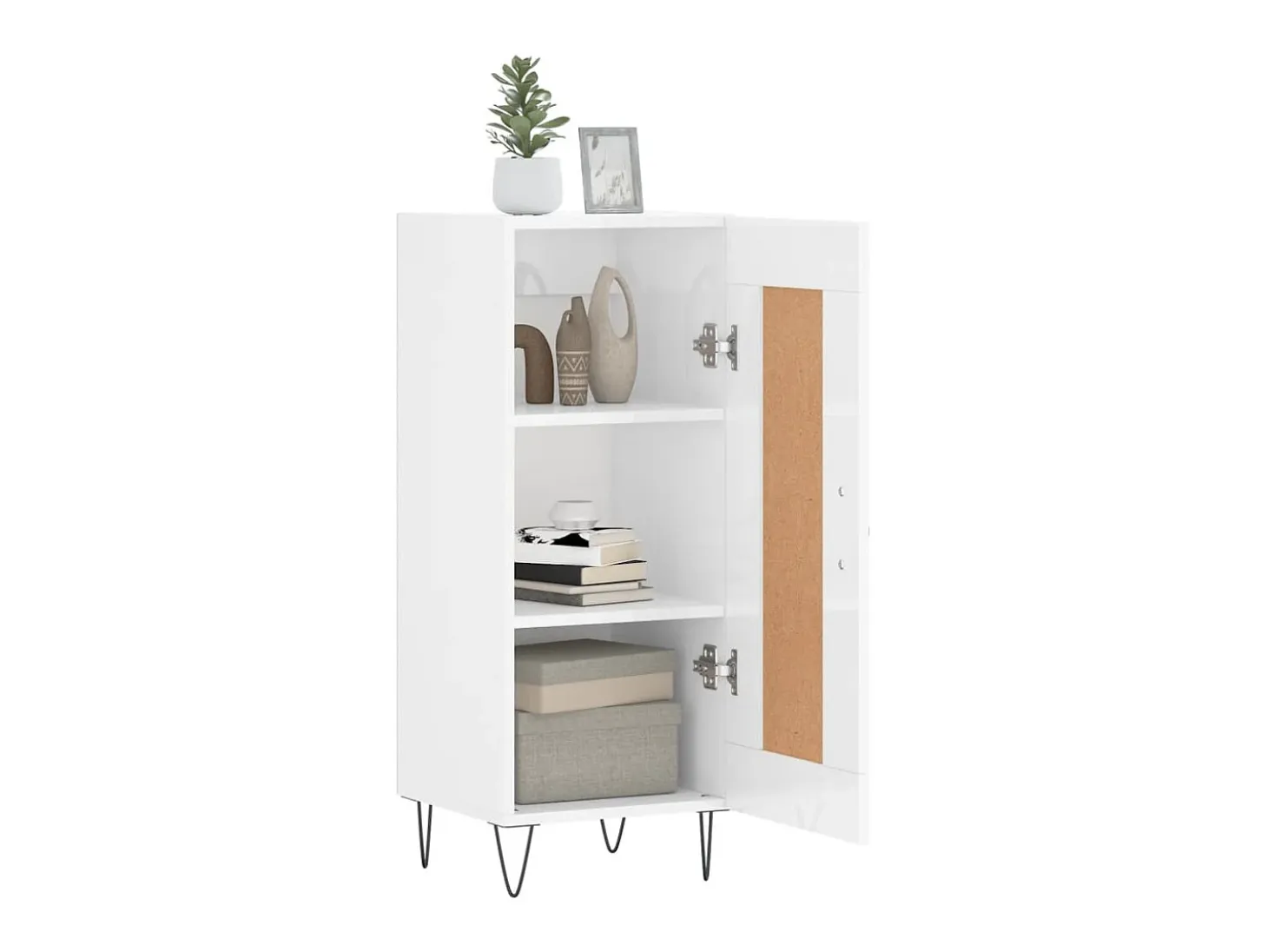 Aparador de madera contrachapada blanco brillante 34,5x34x90 cm ES97249
