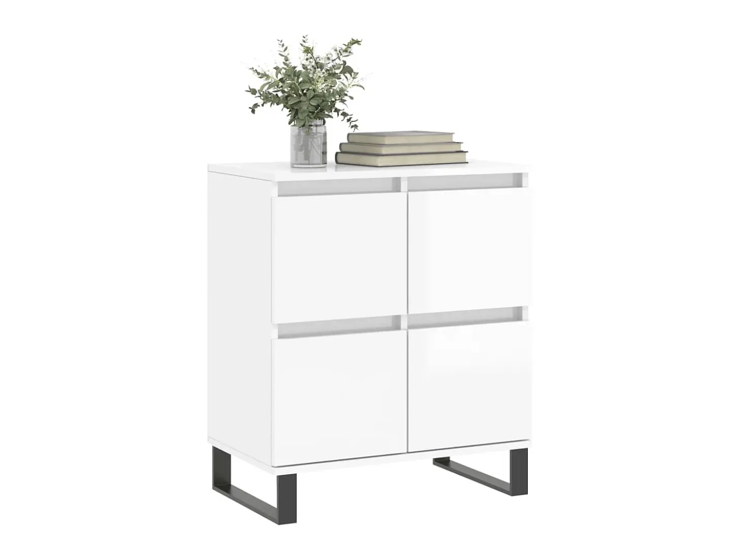 Aparador de madera contrachapada blanco brillante 60x35x70 cm ES95886
