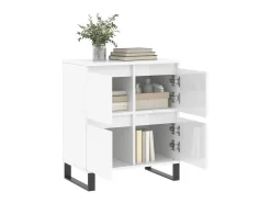 Aparador de madera contrachapada blanco brillante 60x35x70 cm ES95886