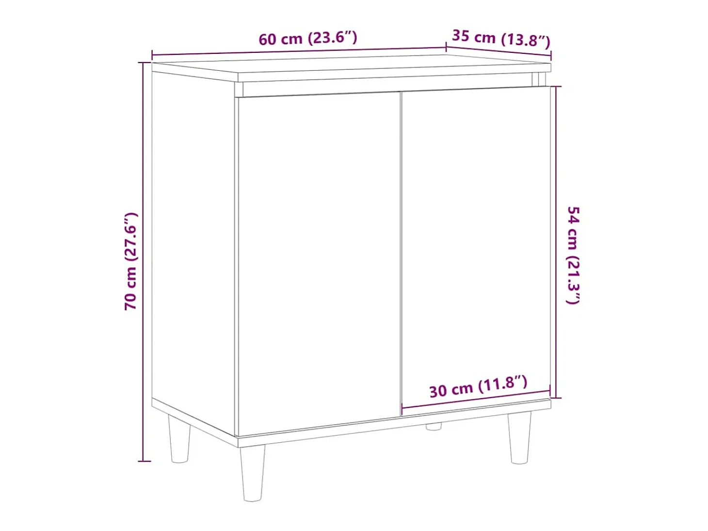 Aparador de madera contrachapada envejecida 60x35x70 cm
