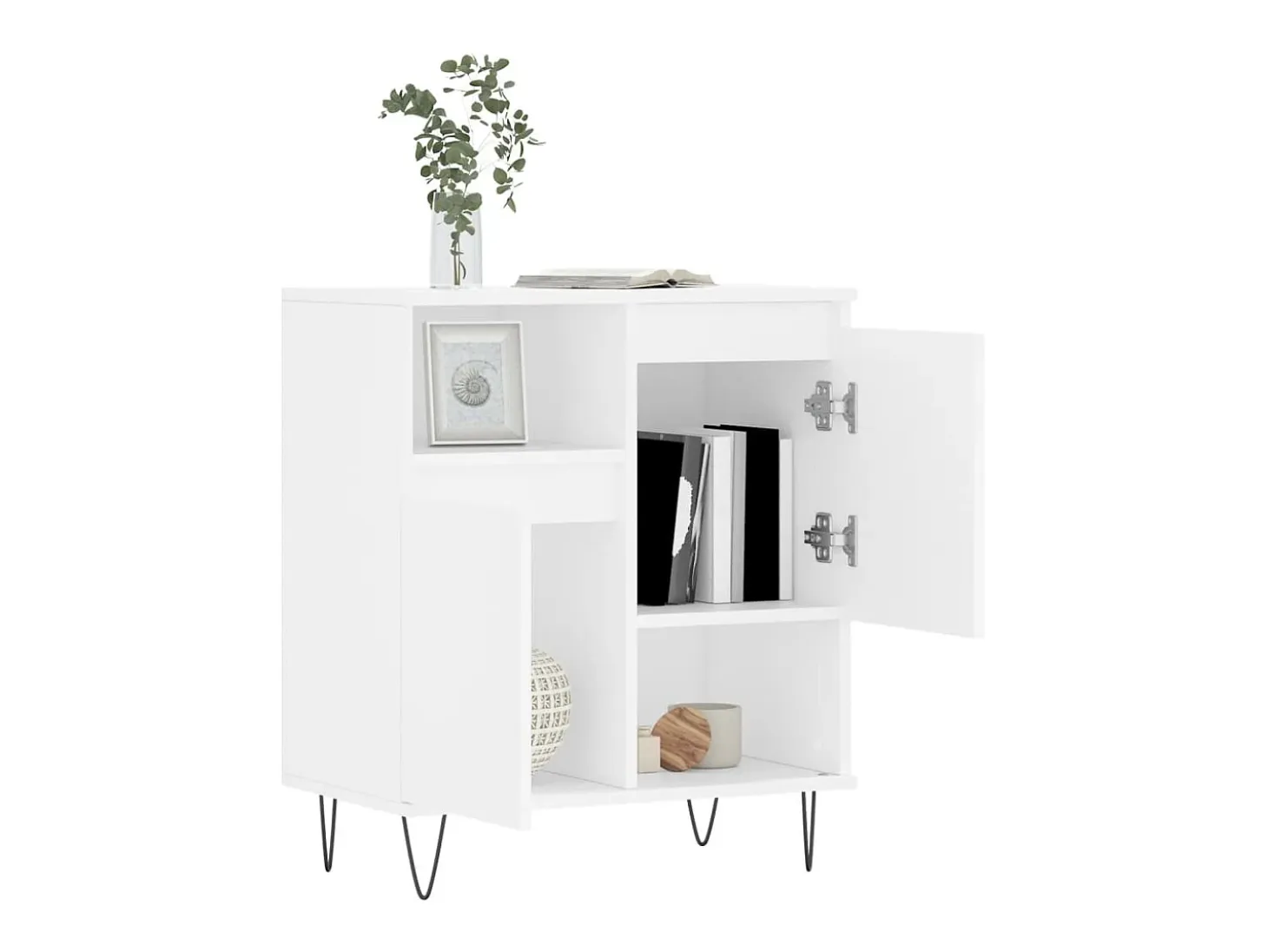 Aparador de madera contrachapada blanco 60x35x70 cm
