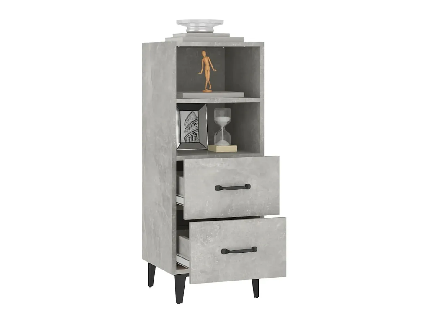 Aparador de madera contrachapada gris hormigón 34,5x34x90 cm ES76268
