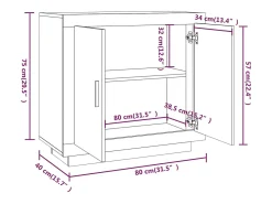 Aparador de madera contrachapada blanco 80x40x75 cm