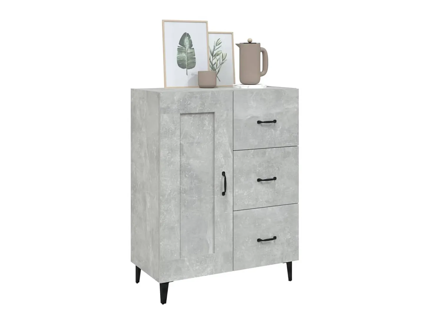 Aparador de madera contrachapada gris hormigón 69,5x34x90 cm ES61334