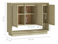 Aparador de madera contrachapada roble Sonoma 97x31x75 cm