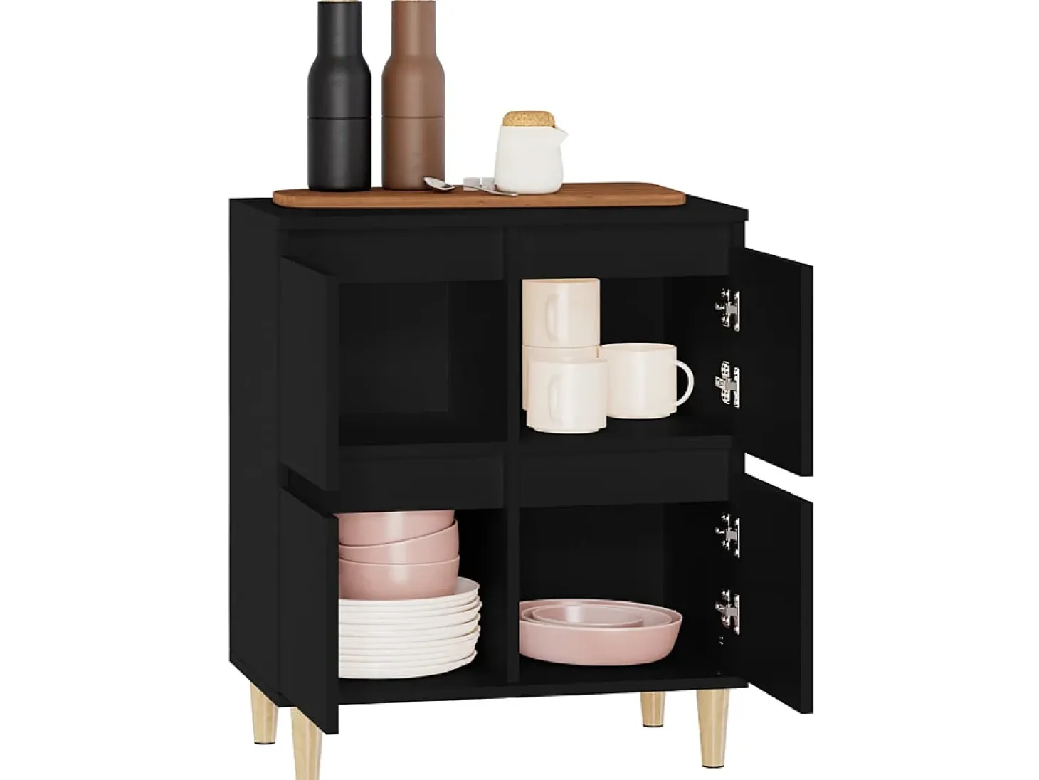 Aparador de madera contrachapada negro 60x35x70 cm ES65421
