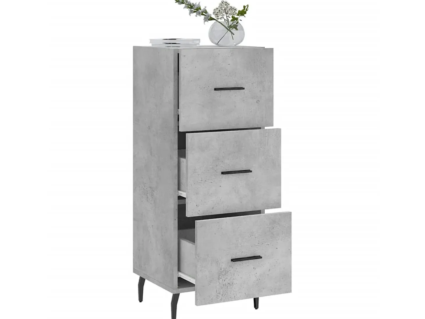 Aparador de madera contrachapada gris hormigón 34,5x34x90 cm ES33690