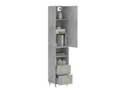 Aparador de madera contrachapada gris hormigón 34,5x34x180 cm ES26839