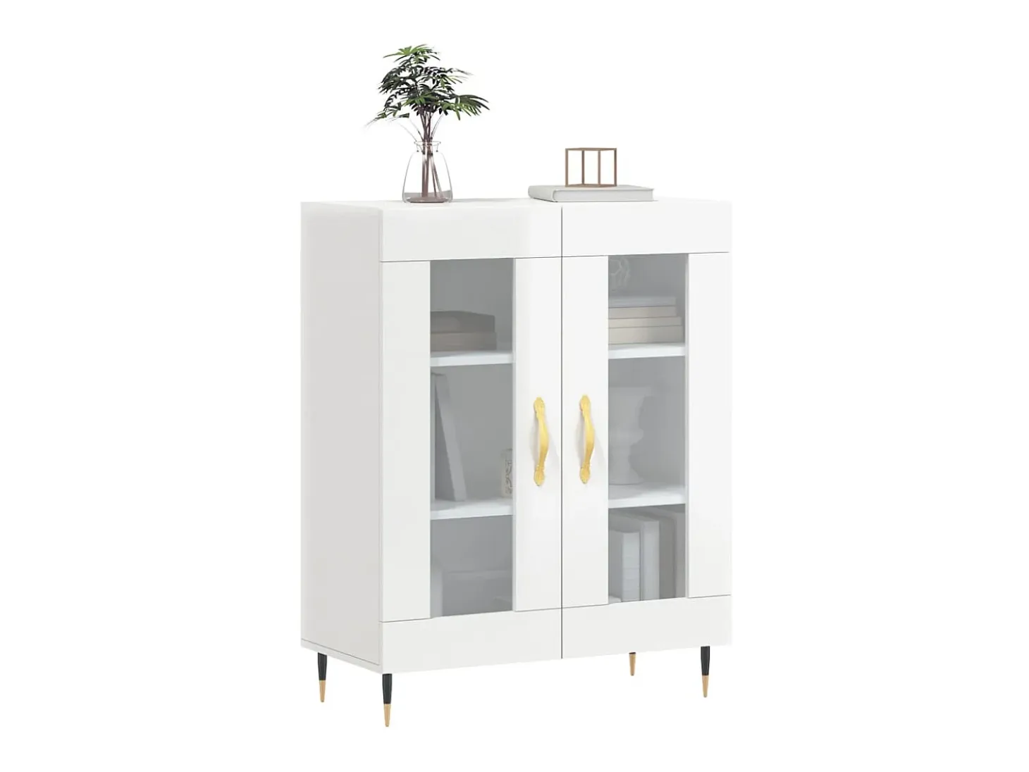 Aparador de madera contrachapada blanco brillante 69,5x34x90 cm ES78837