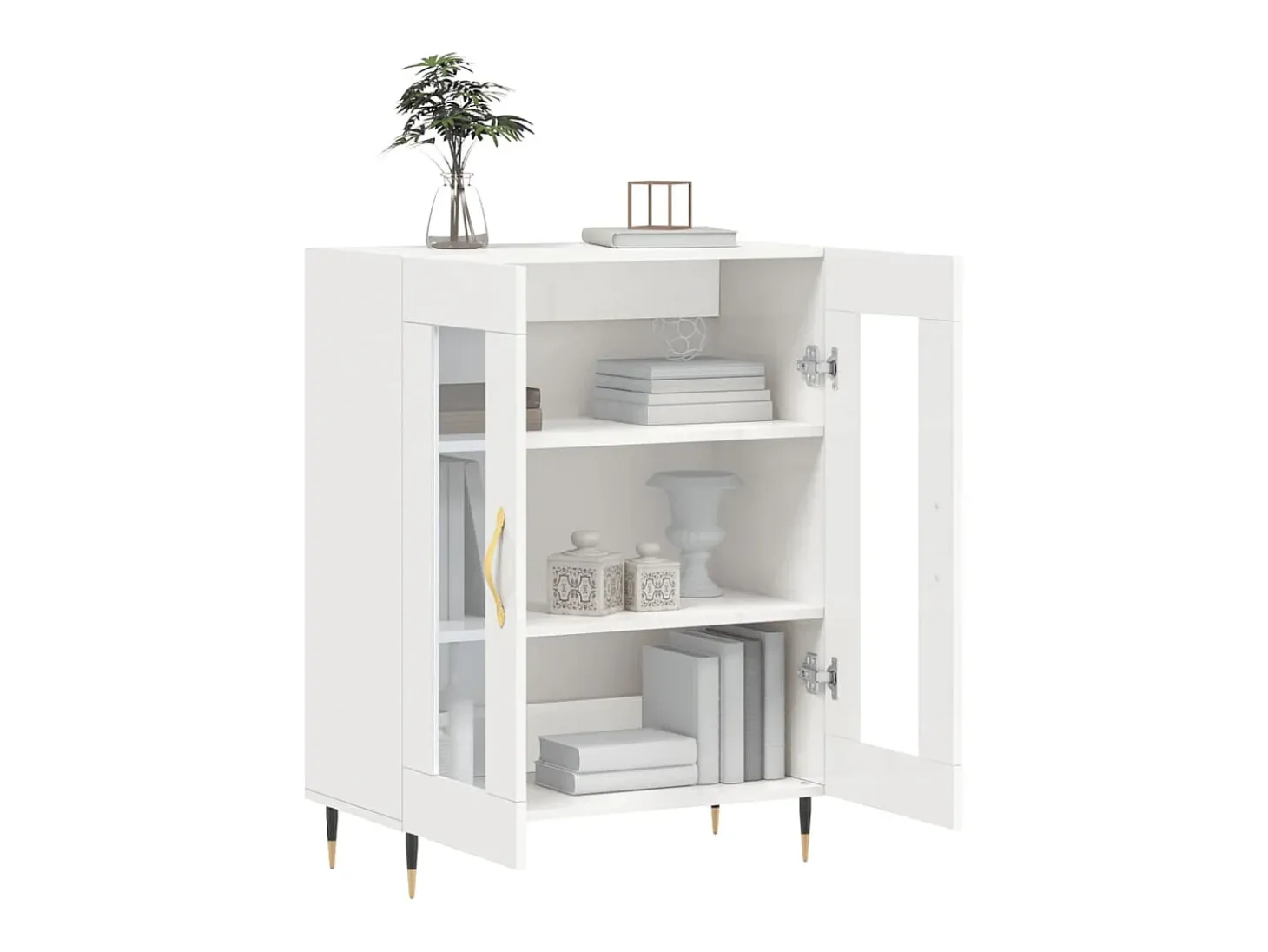Aparador de madera contrachapada blanco brillante 69,5x34x90 cm ES78837