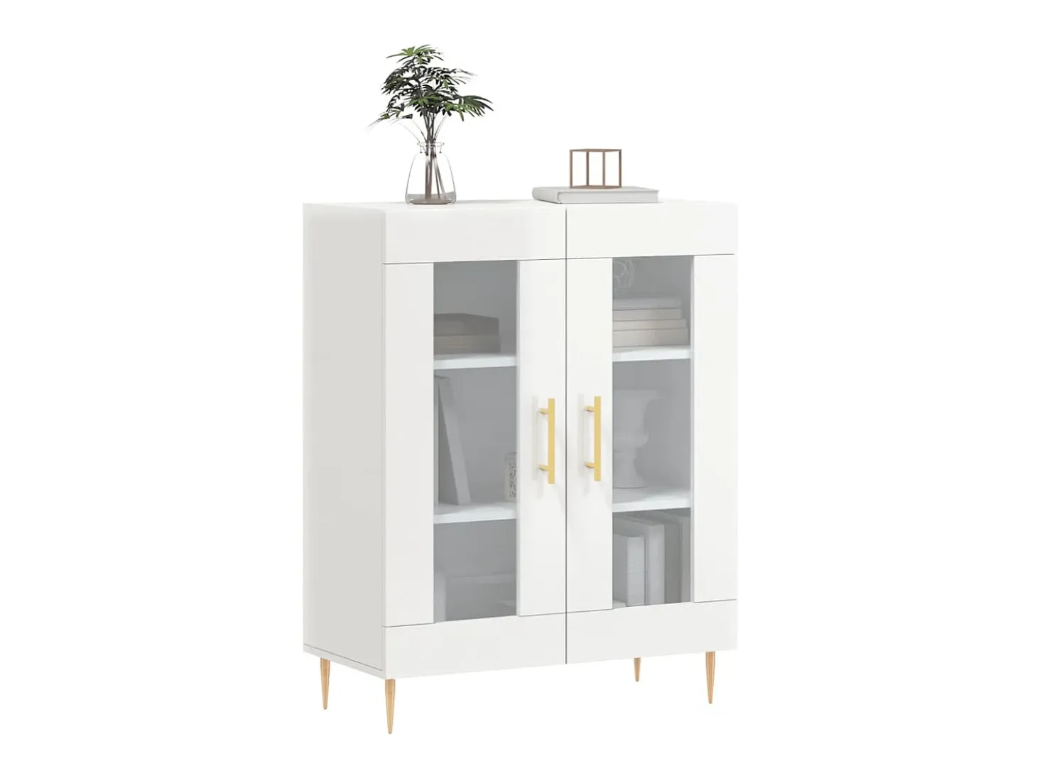 Aparador de madera contrachapada blanco brillante 69,5x34x90 cm ES49607