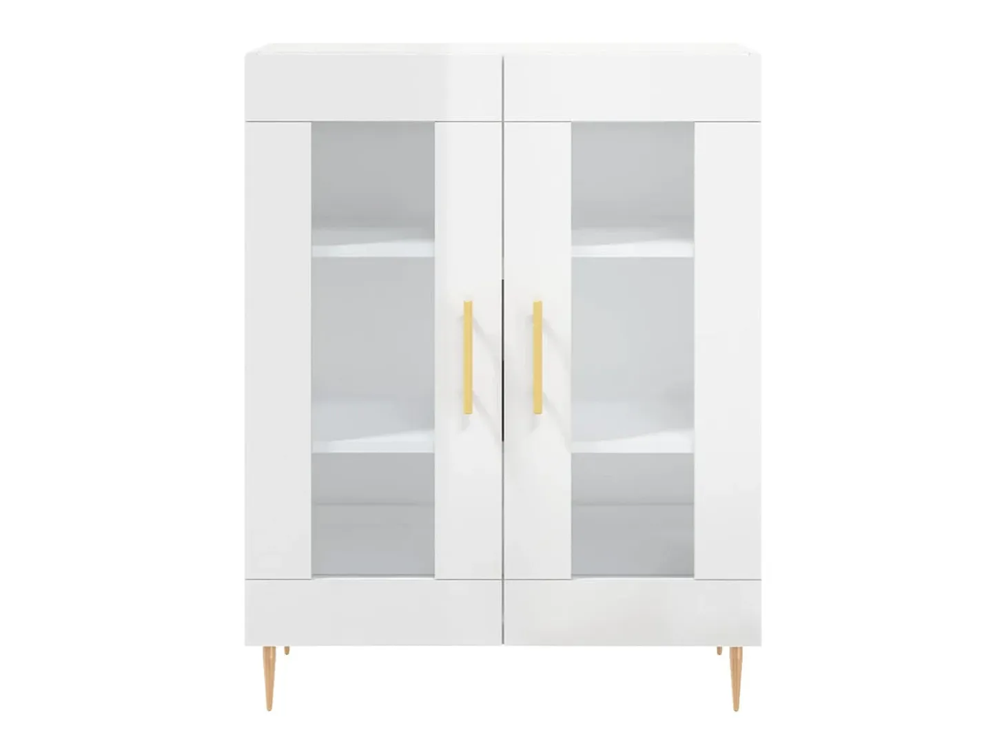 Aparador de madera contrachapada blanco brillante 69,5x34x90 cm ES49607