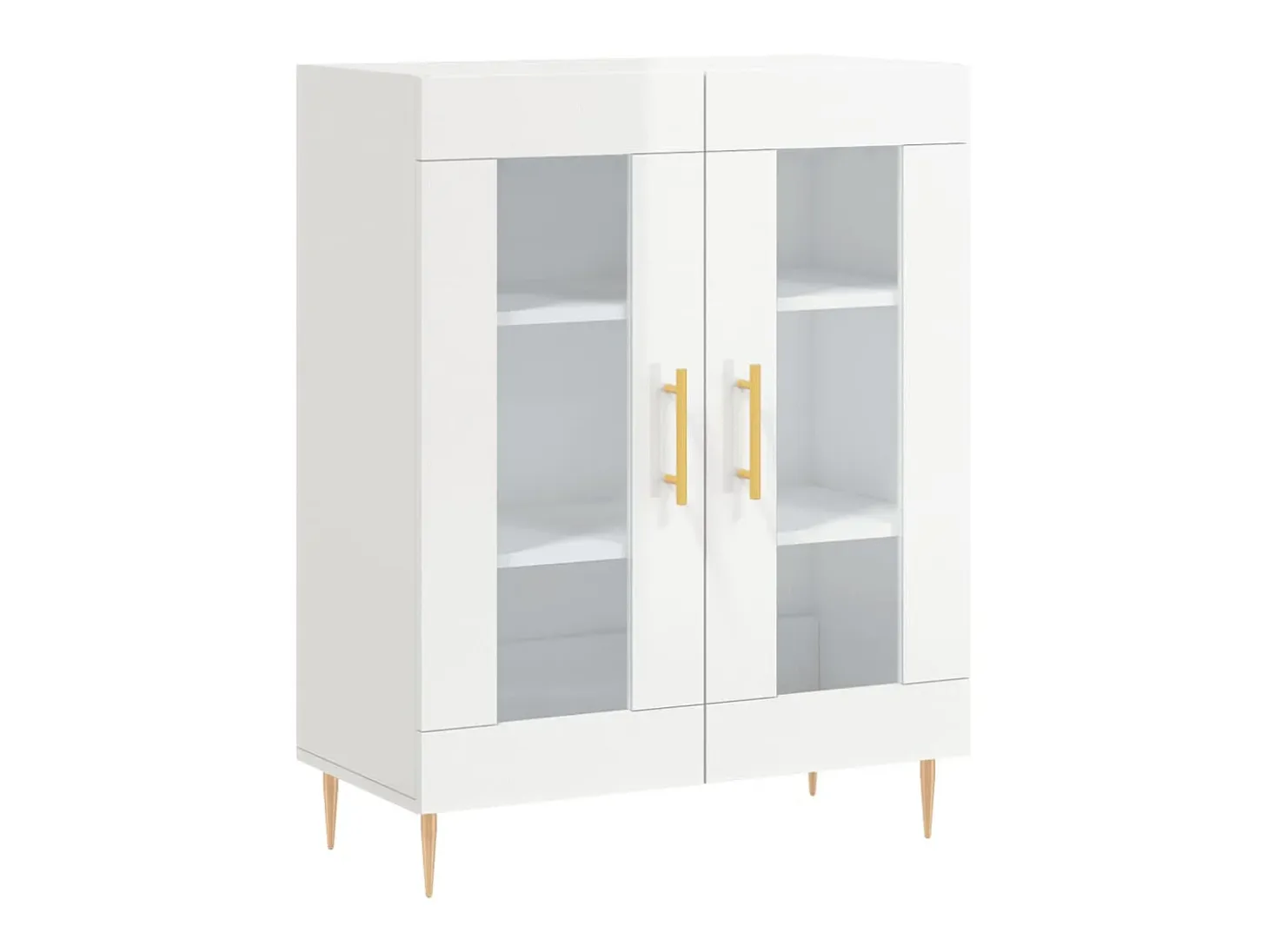 Aparador de madera contrachapada blanco brillante 69,5x34x90 cm ES49607